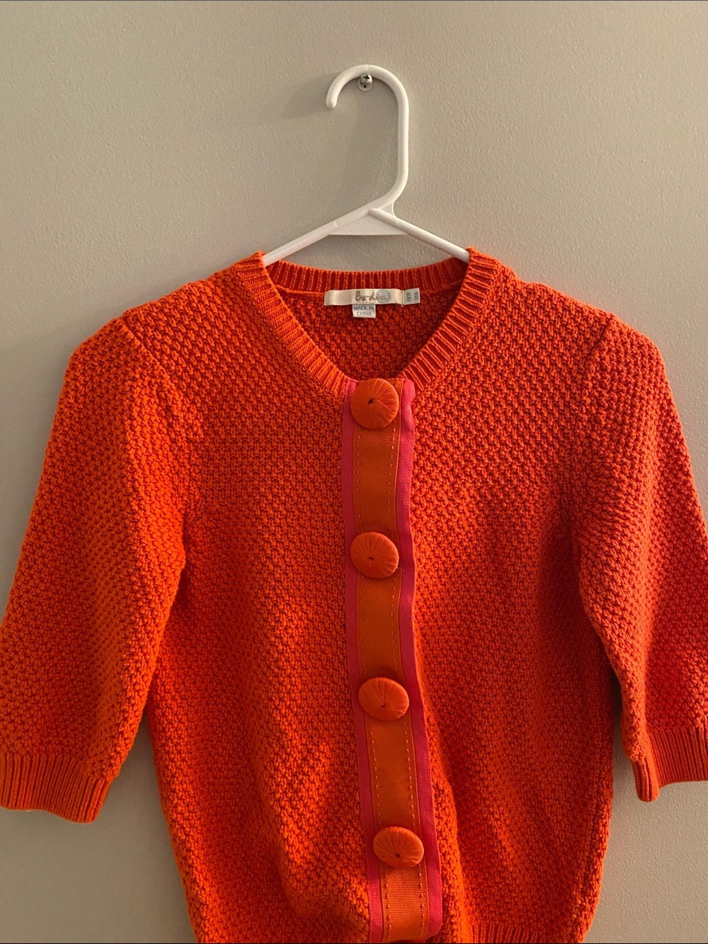 Boden Orange Knit Button-Front Cardigan